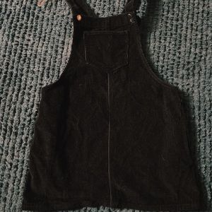 Mini overall black corduroy dress